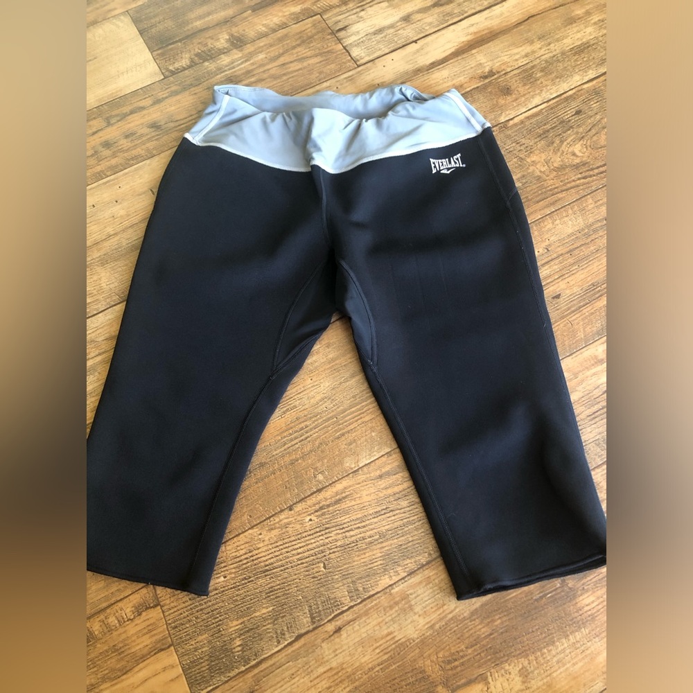 Everlast FIT Leggings M Black Grey Elastic Waist Neoprene Polyester Zip Pocket